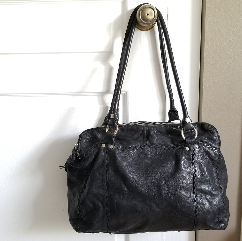 Lucky Brand Super Soft Stitched Black Leather Bag